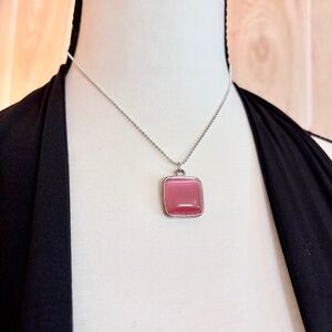 Vintage Pink Pendant Ball Chain Necklace 2000s